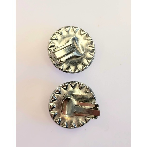 Vintage Rhinestone Statement Earrings Blue - Picture 7 of 8